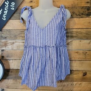 SALE-Who What Wear women's blue and white tank top size small